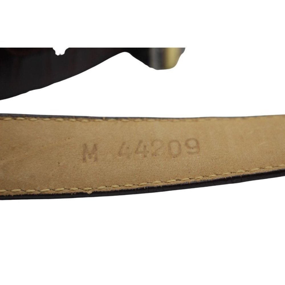 Brighton Brown Croc Grain Leather Silver Gold Hinged Belt #44209 Size M - Picture 6 of 9